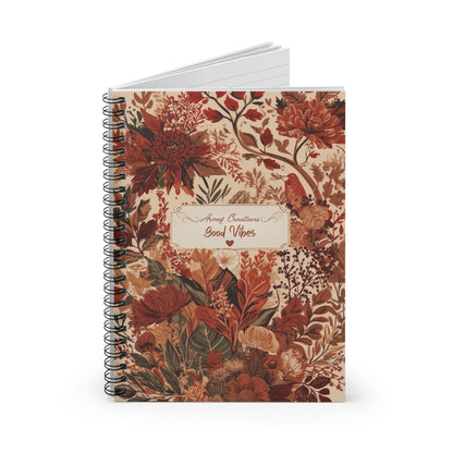 Spiral Notebook - Ruled Line Flowered Cove, Good Vibes Mod 033