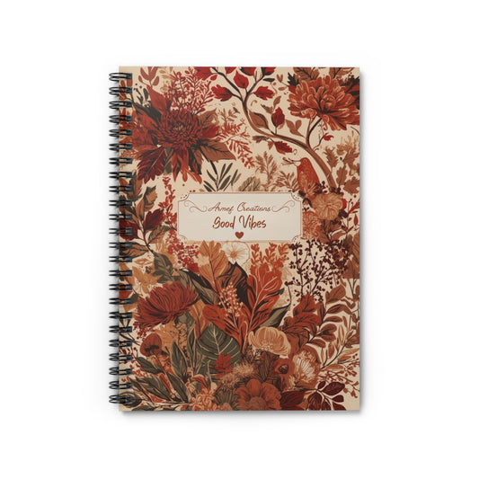 Spiral Notebook - Ruled Line Flowered Cove, Good Vibes Mod 033