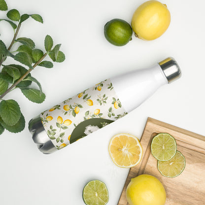 Stainless steel water bottle Imprint Lemons & Lemons Flower, quote Hydrate your hustle