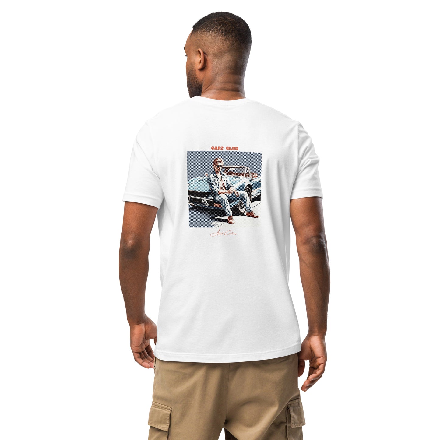 Men's t-shirt on the road, vintage car illustration Mod 002